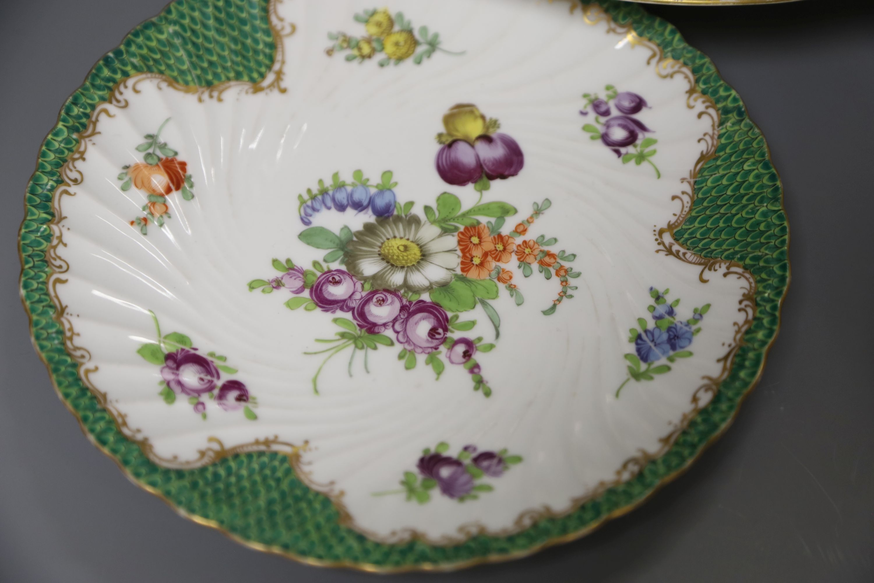 A group of Dresden and flower painted porcelain